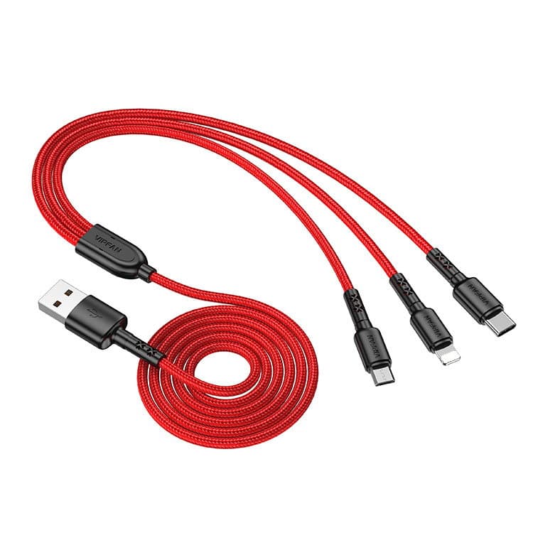 Quick charging cable 3 in 1 3.5 A - Vipfan CB X 2 LMT-R