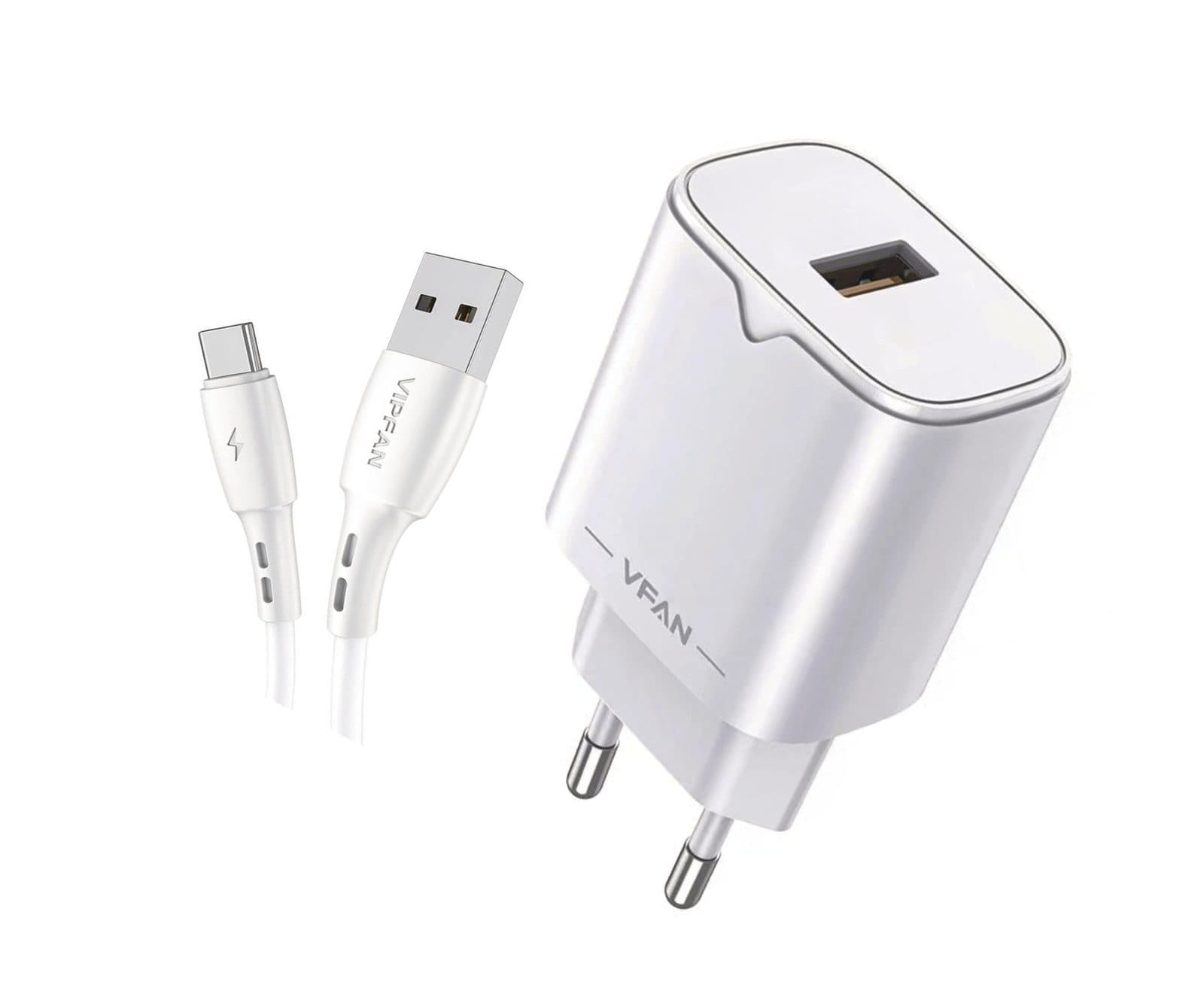 Caricatore USB Q.C. 18W + cavo type C - Vipfan E 03TC