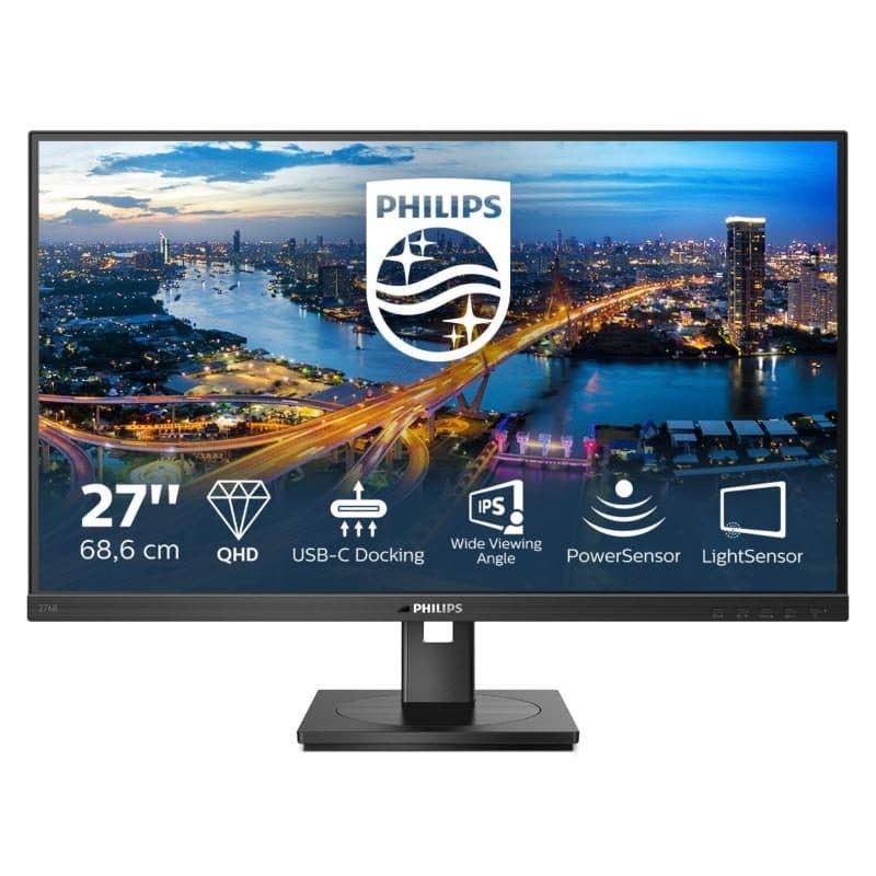 Monitor LED IPS QHD 27 pollici 75Hz 4ms hub USB 2 HDMI DisplayPort USB-C 90W nero - Philips 276B1/00 B Line