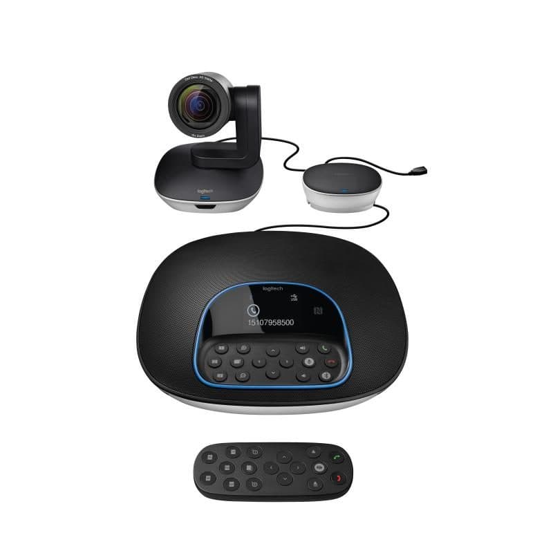 Kit per videoconferenza con webcam 30fps zoom 10x, telefono vivavoce e telecomando nero - Logitech Conference Group