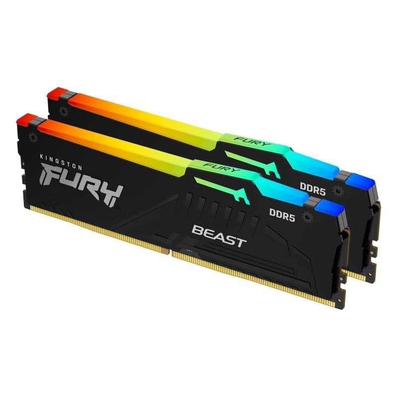 Kit memoria RAM 2 x 8GB 16GB totali DDR5 6.000 MHz DIMM 288-pin CL36 nero - Kingston FURY Beast RGB