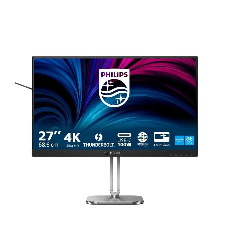 Monitor LED 27 pollici 4K UHD 3840 x 2160 60Hz IPS 4 ms Thunderbolt 4 carbone/argento - Philips 6000 Series 27B2U6903