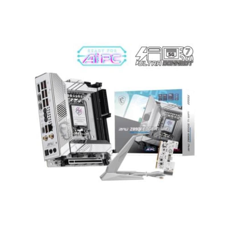 Scheda madre Mini-ITX per Intel Core Ultra (serie 2) LGA 1851 DDR5 PCIe 5.0 x16 M.2 Gen5 Wi-Fi 7 - MSI MPG Z890I Edge TI WiFi