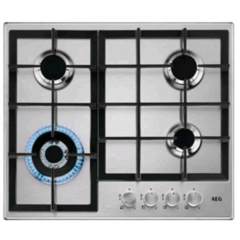 Piano cottura a gas 4 fuochi in acciaio inox - AEG HGB64400SM