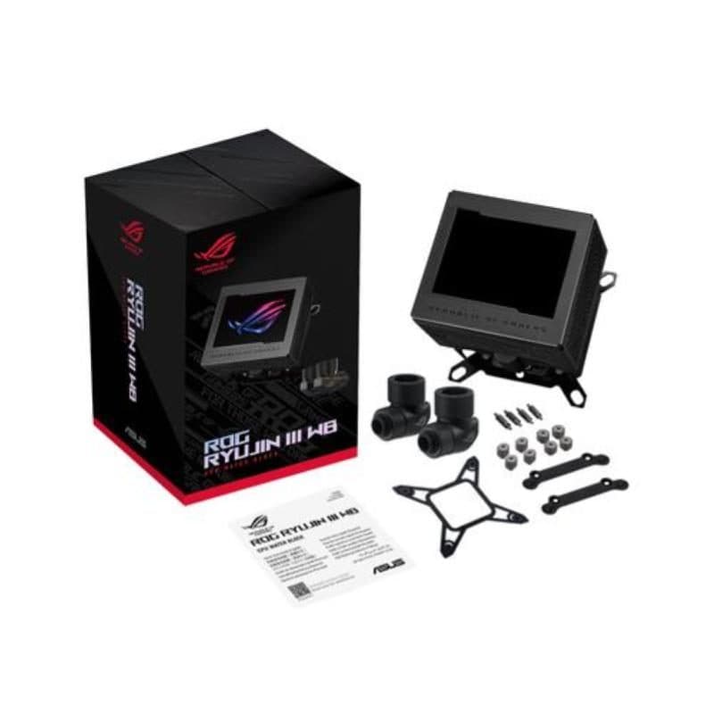 Dissipatore a liquido in lega di rame con schermo LCD 3.5 pollici, ventola VR integrata, raccordi ROG - ASUS ROG Ryujin III WB