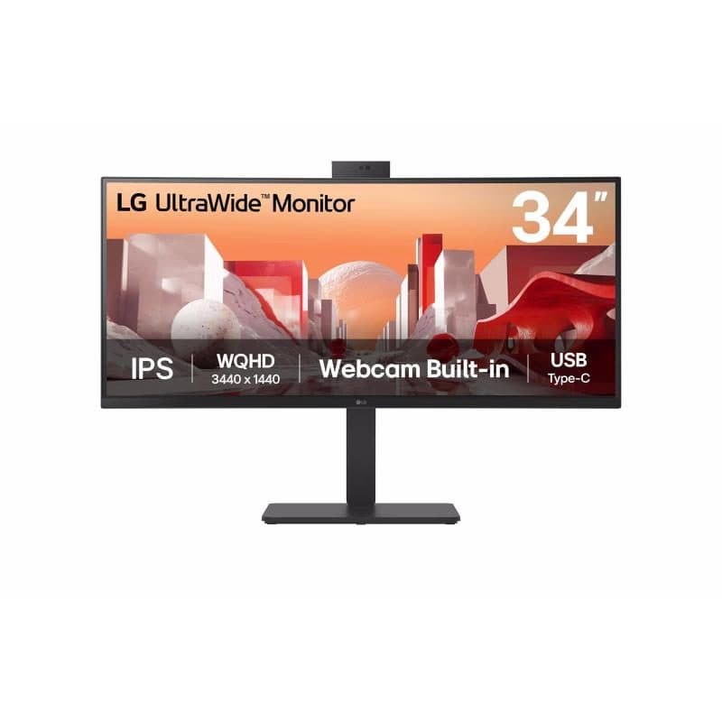 Monitor curvo 34 pollici LED IPS 21:9 3440 x 1440 5 ms, webcam, USB-C dock, regolabile in altezza - LG 34BA85QE