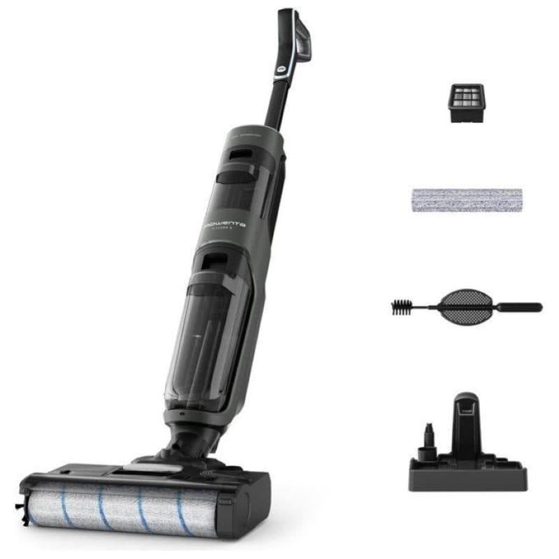 Scopa elettrica lavapavimenti con pulitore a vapore, aspira e lava, 200 W, grigia - Rowenta X-Clean 4 GZ5035