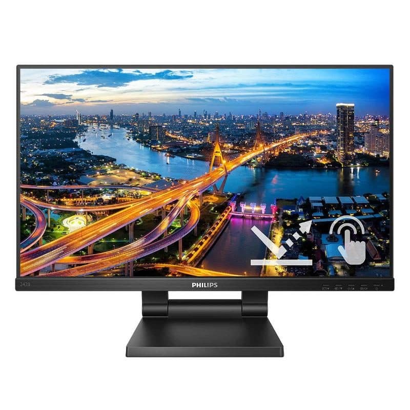 Monitor Smooth-Touch 23.8 pollici LED Full HD 4 ms contrasto 1000:1 SoftBlue nero, VGA/HDMI/DP, 2 x USB 3 - Philips 242B1TC/00