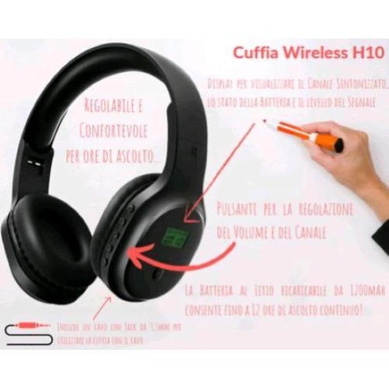 Cuffia wireless per conferenze e laboratori linguistici, ricezione su 10 canali, regolabile - Empire Silent Lab T10