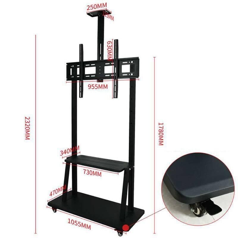 Supporto da pavimento per TV 37-100 pollici con ruote e ripiano VESA max 900 x 600 portata 120 kg - Link