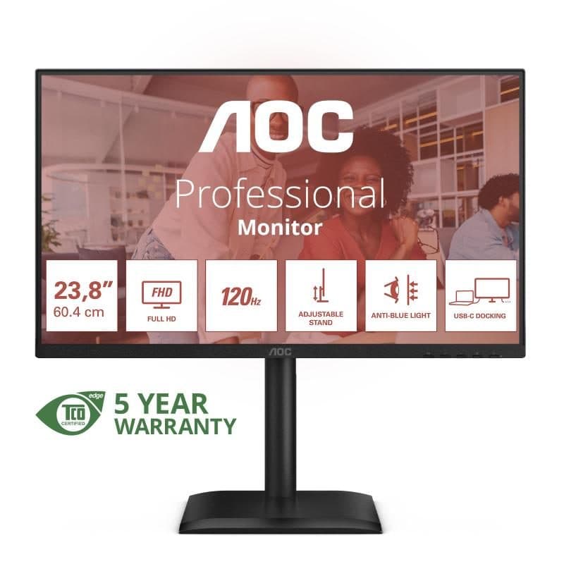 Monitor 23,8 pollici IPS 120 Hz regolabile in altezza USB-C - AOC