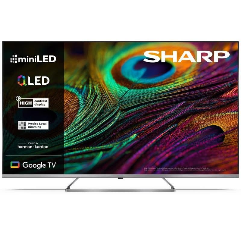 TV 55 pollici Google TV Mini LED QLED 4K frameless audio Harman Kardon argento - Sharp 55JP7265E