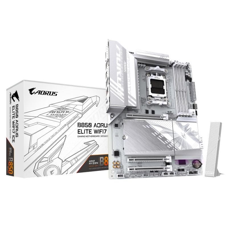 Scheda madre per AMD Ryzen serie 9000 VRM digitale 14+2+2 fasi DDR5 fino a 8200 MHz Wi-Fi 7 - Gigabyte B850 Aorus Elite Ice