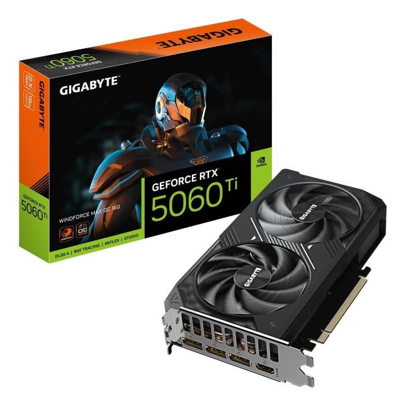 Scheda grafica 16GB GDDR7 128 bit PCIe 5.0 2587MHz - Gigabyte GeForce RTX 5060 Ti Windforce MAX OC 16G