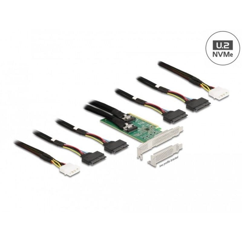 Scheda PCI Express 4.0 x16 a 4 x SFF-8639 NVMe con biforcazione a basso profilo - DeLock