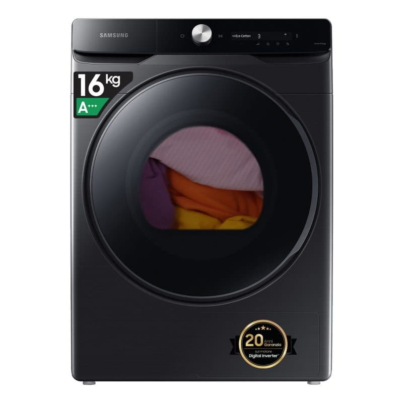 Asciugatrice a pompa di calore 16 kg classe A+++ Wi-Fi nero - Samsung DV16DG8600BVU3
