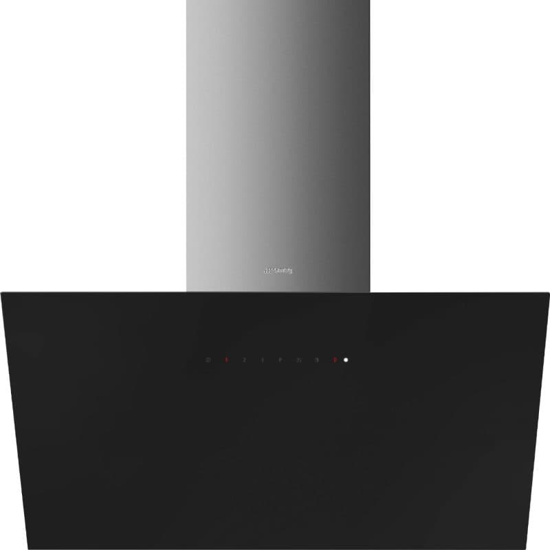 Cappa aspirante a parete 90 cm 164 W classe A luce LED nero/inox - Smeg KICV90BL2
