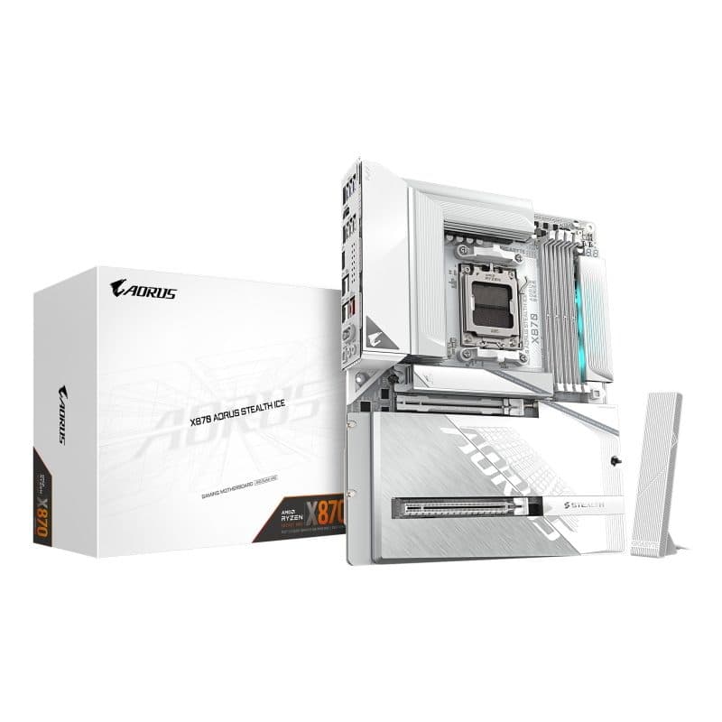 Scheda madre per CPU AMD Ryzen 9000 VRM digitale 16+2+2 fasi DDR5 fino a 8200 MHz - Gigabyte X870 Aorus Stealth Ice