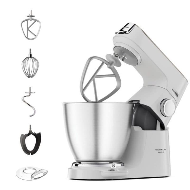 Impastatrice planetaria 1200 W 7 litri con 3 ganci e fruste bianco - Kenwood Titanium Chef Baker XL Lite KVL65.001WH