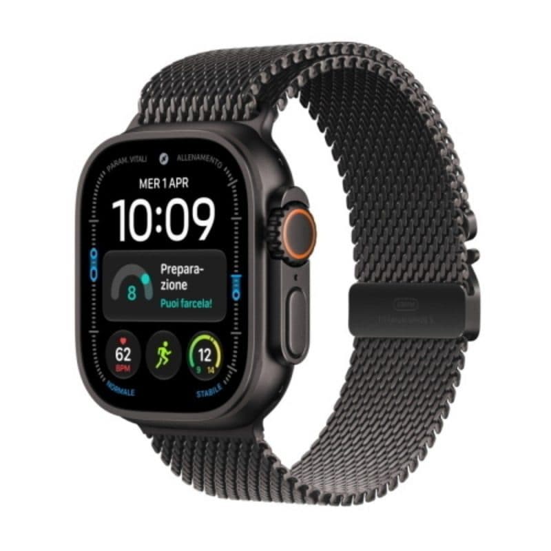 Smartwatch GPS + Cellular 49 mm con cassa in titanio nero e Milanese Loop nero taglia L - Apple Watch Ultra 4