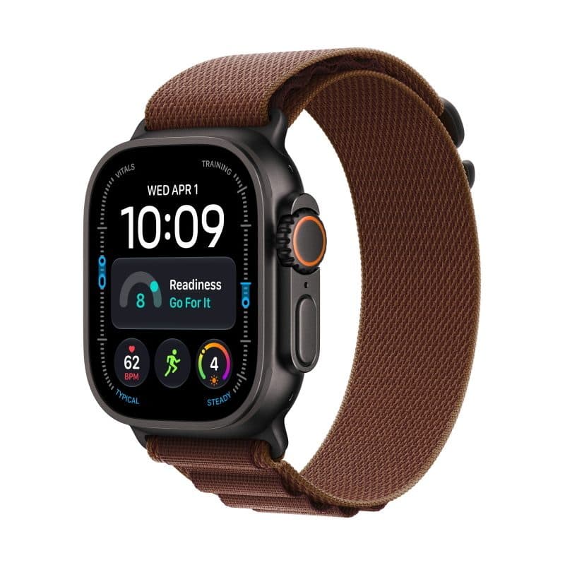 Smartwatch GPS + Cellular 49 mm con cassa in titanio nero e Alpine Loop bordeaux taglia S - Apple Watch Ultra 4