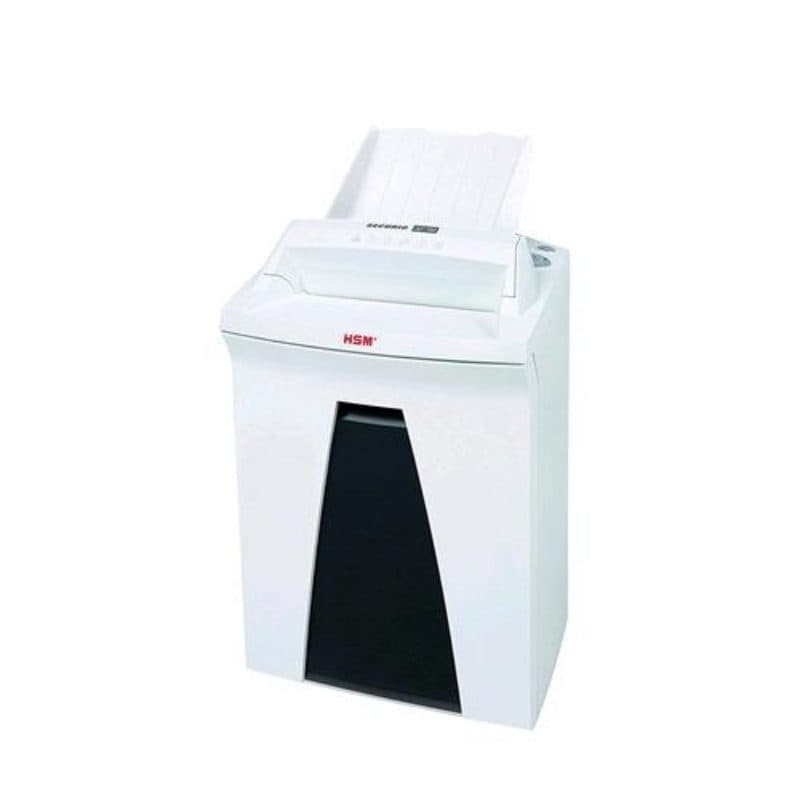 Distruggidocumenti automatico a frammenti 39 mpm con cestino da 34 L, capacità 150 fogli, bianco/nero - HSM Securio AF150