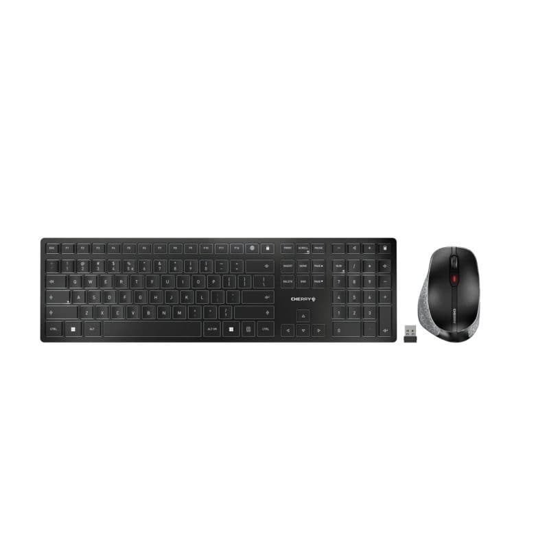 Tastiera wireless RF e Bluetooth con mouse incluso layout AZERTY belga nero e grigio - Cherry DW 9500 Slim