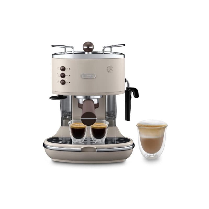 Macchina da caffè manuale espresso e cappuccino per polvere e cialde ESE 1.4L beige - De'Longhi Icona Vintage ECOV311.BG