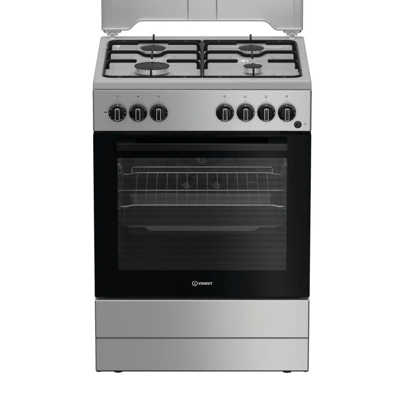 Cucina a gas 4 bruciatori con forno elettrico 73 litri 60x60 argento - Indesit I6G3PMS