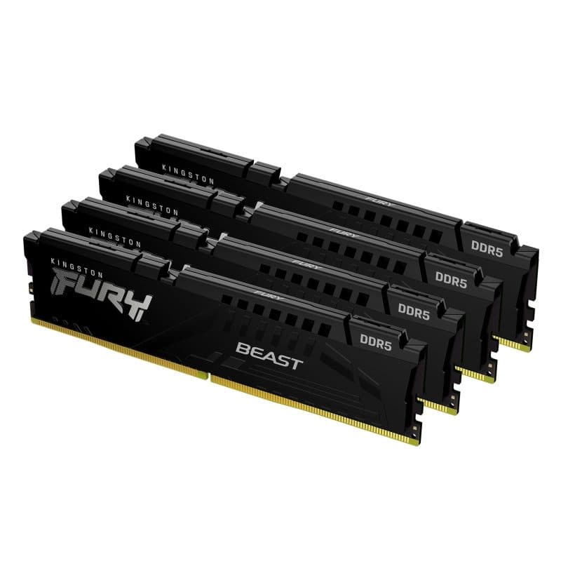 Memoria RAM 128GB kit da 4 DDR5 5600 MT/s CL40 DIMM XMP nero - Kingston FURY Beast