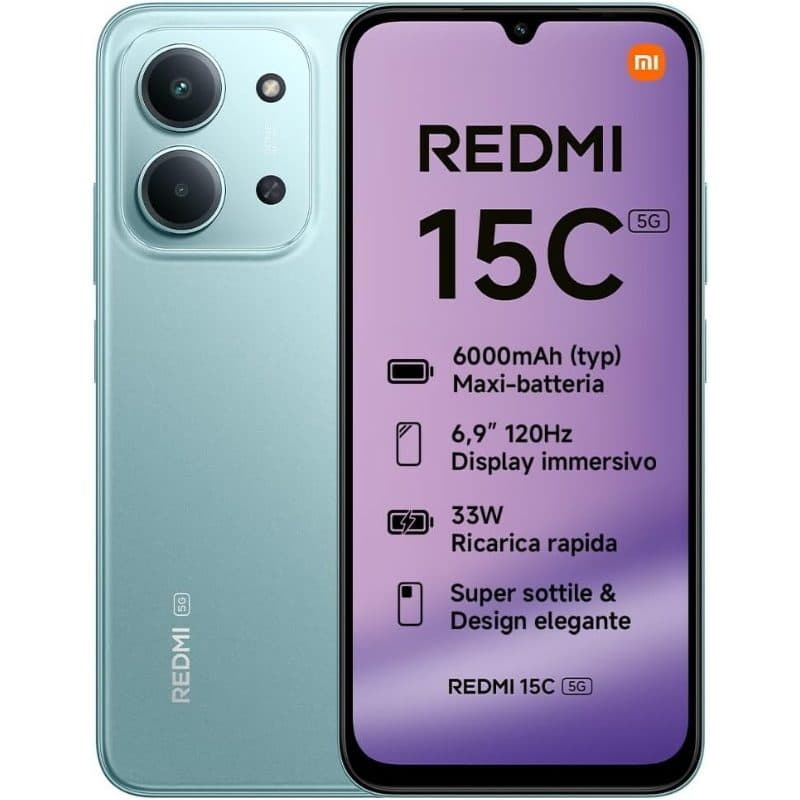 Smartphone 5G dual SIM 4+4/128GB verde - Xiaomi Redmi 15C