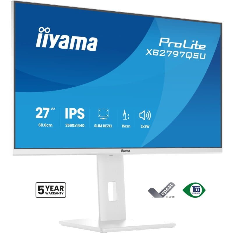 Iiyama prolite xb2797qsu-w1 monitor pc 68,6 cm (27\) 2560 x 1440 pixel quad hd led bianco