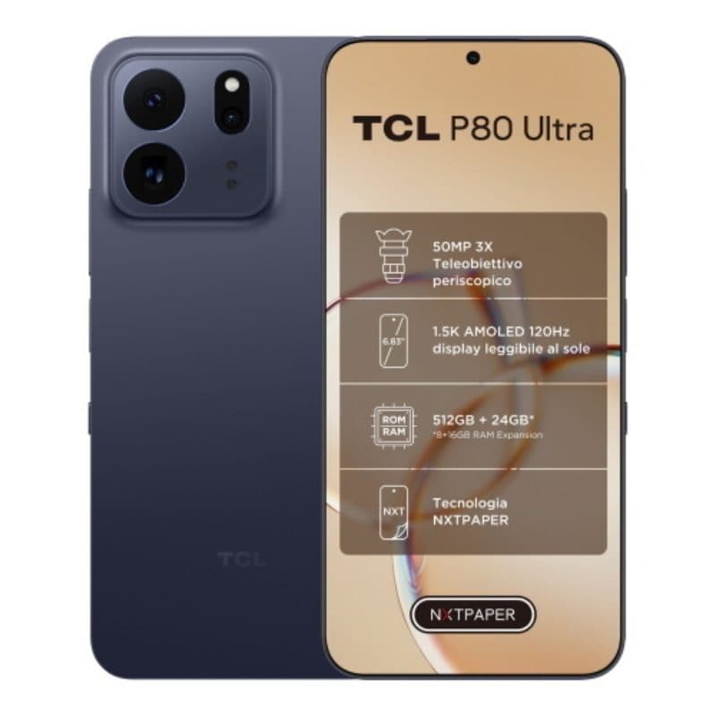 Tcl p80 ultra 5g dual sim 6.83 octa core 512gb ram 8gb 5g italia midnight blue