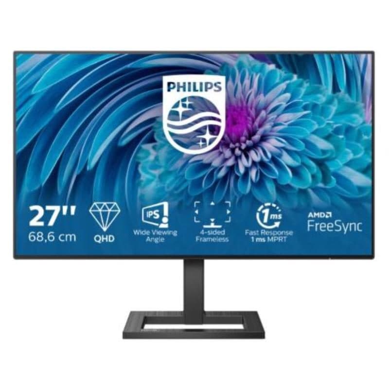 Monitor 27 pollici LED IPS QHD 2560x1440 75Hz 1ms AMD FreeSync 2 HDMI DisplayPort speaker integrati nero - Philips 275E2FAE