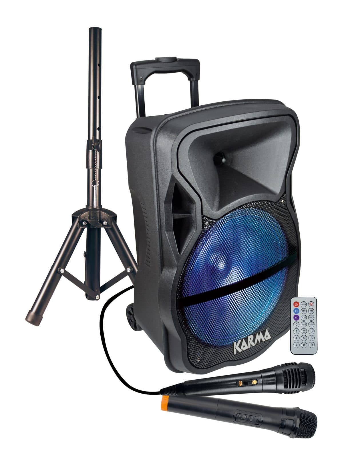 Amplified speaker with 600 W PMPO radio microphone - Karma LX 12