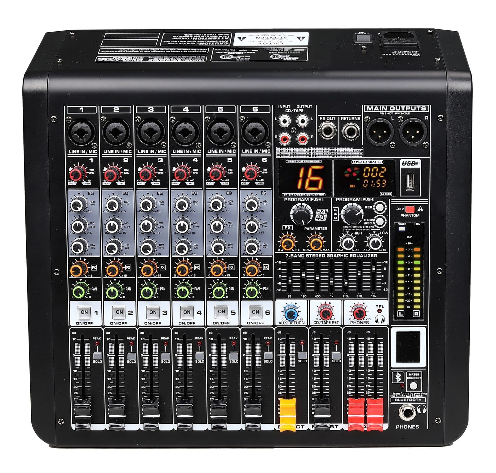Microphone mixer 8 channels with DSP - Glemm MXD 08