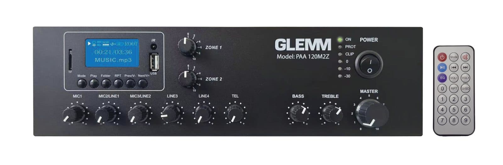 Amplificatore 120W a 2 zone - Glemm PAA 120M2Z