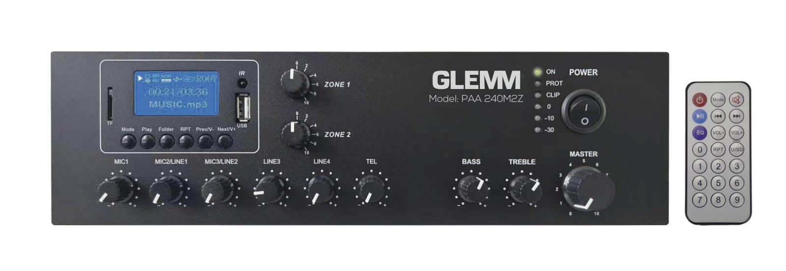 Amplificatore 240W a 2 zone - Glemm PAA 240M2Z