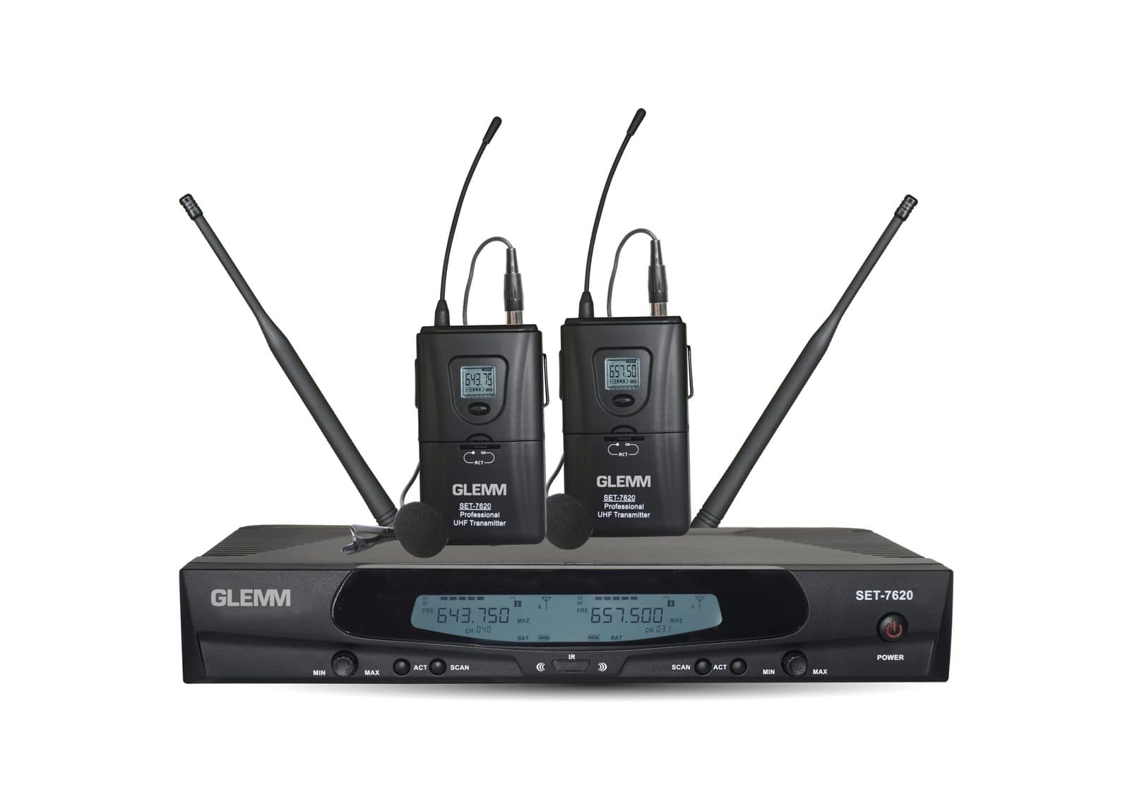 UHF radio microphone with double lavalier - Glemm SET 7620 LAV