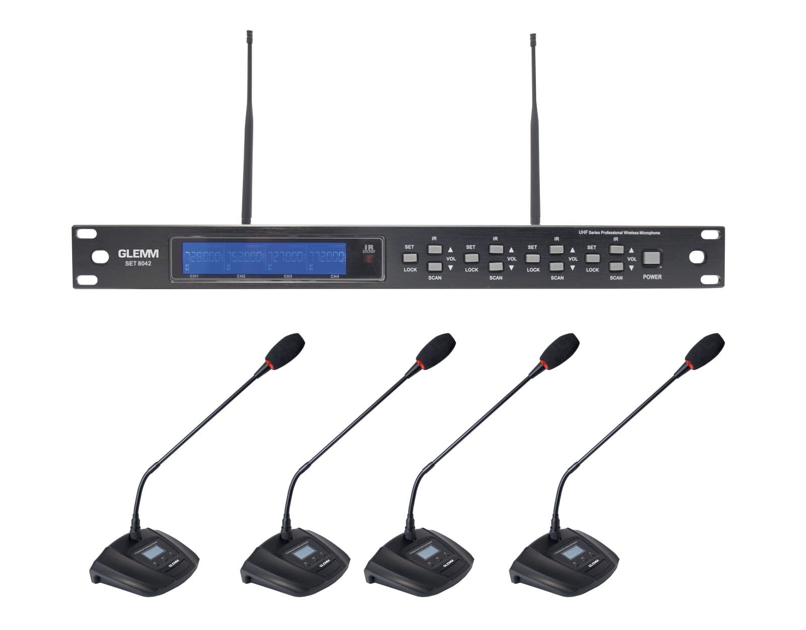 Kit 4 mic table UHF wireless - Glemm SET 8042