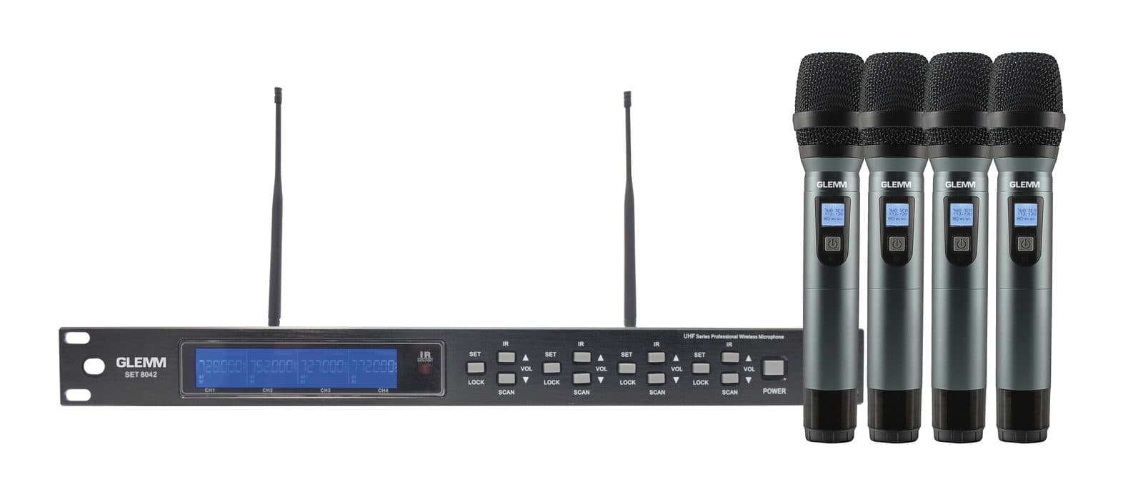 4 radio microphone kit UHF handheld - Glemm SET 8042 PAL