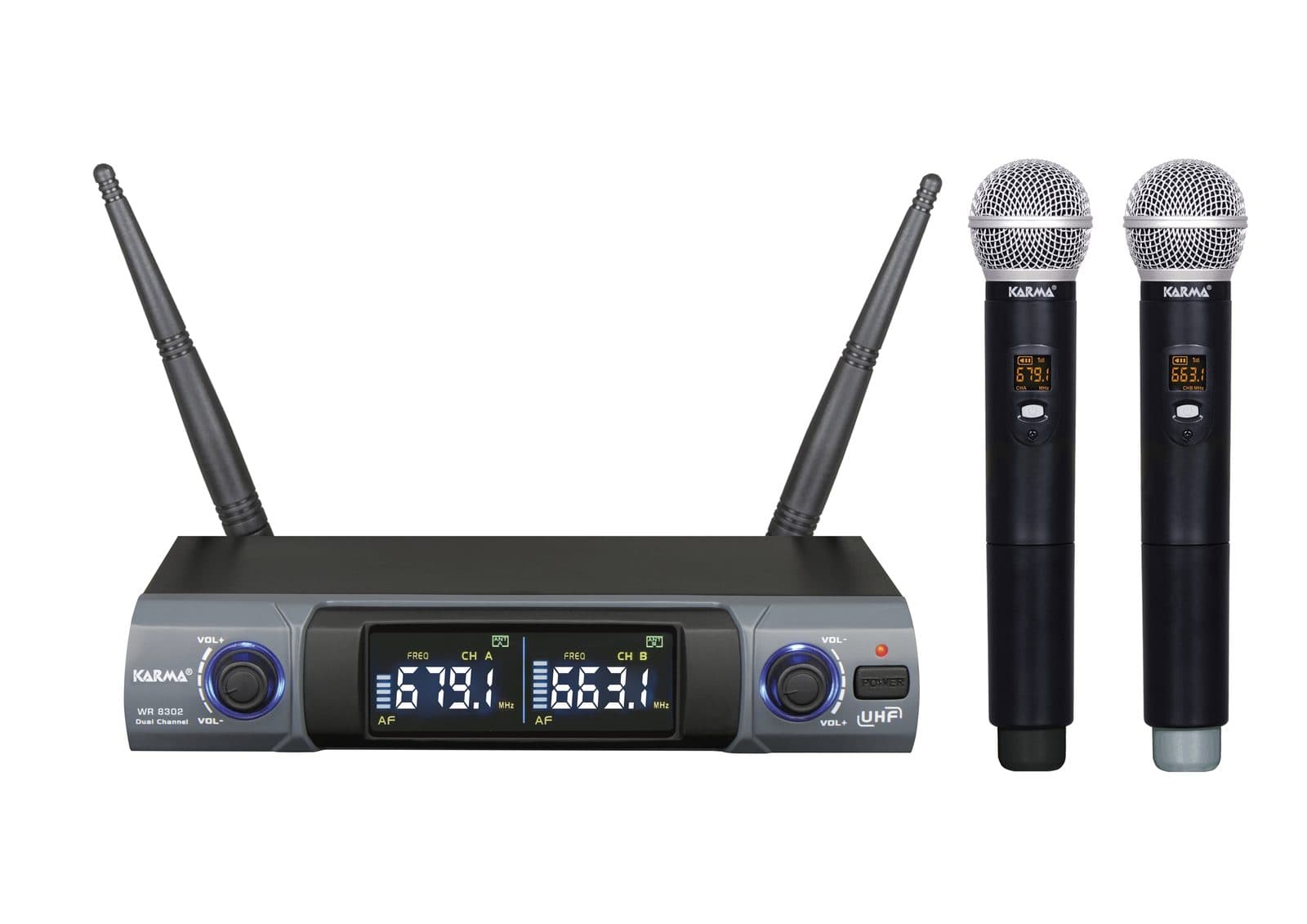 Doppio radiomicrofono palmare UHF - Karma SET 8302